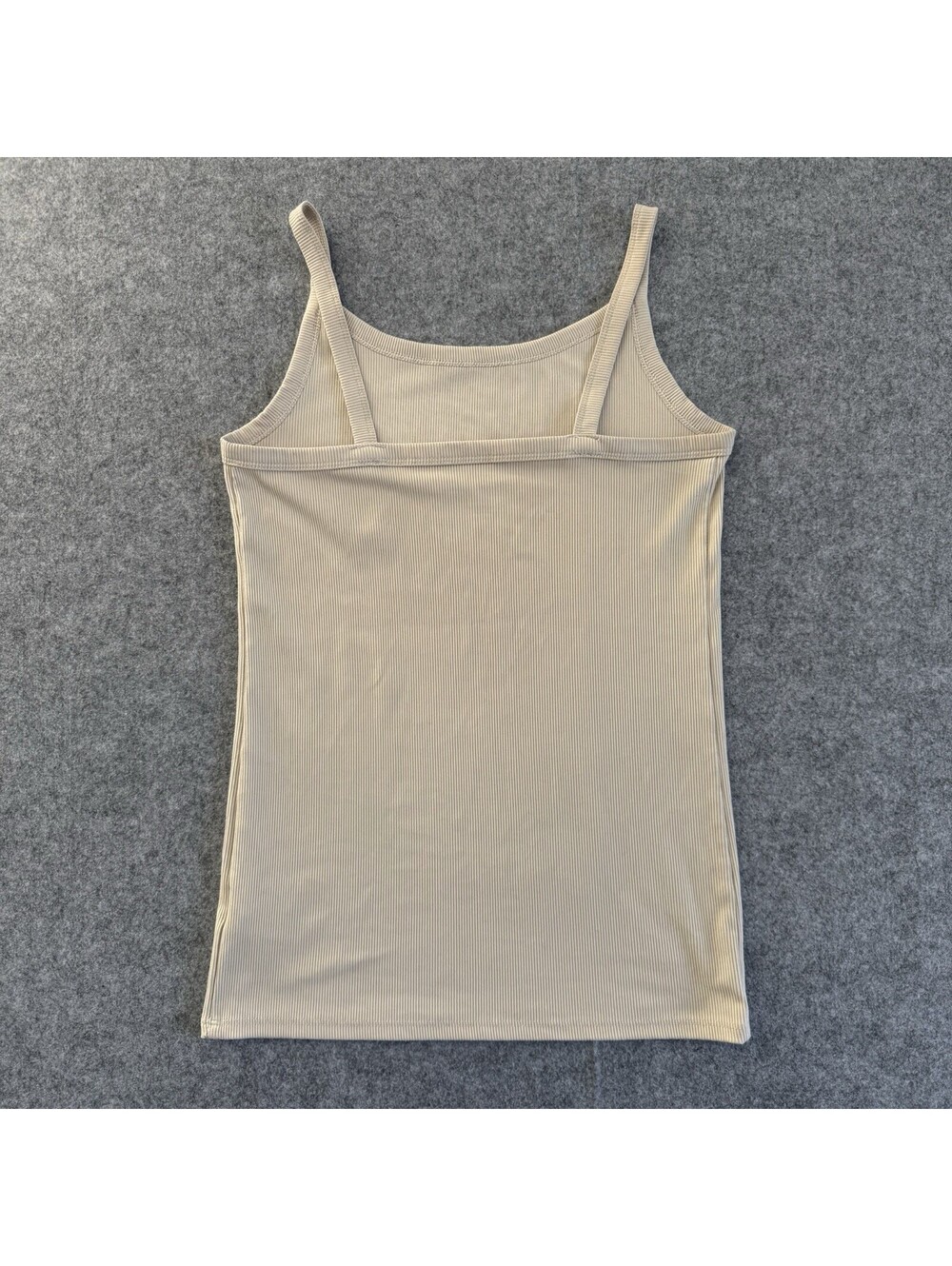 M Women's No Boundaries Cream Ribbed Tank Camisole Double Bust Support Lined